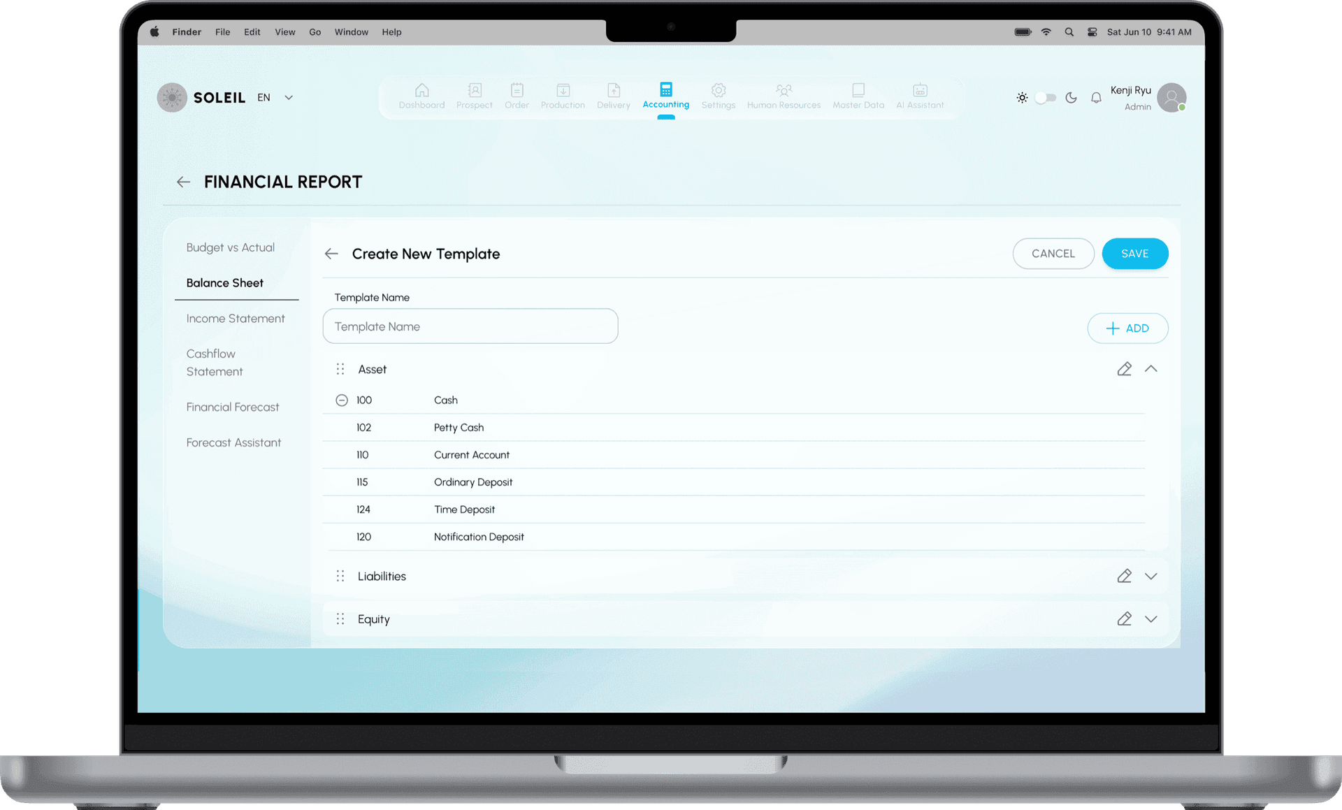 ERP for Consulting - Dashboard